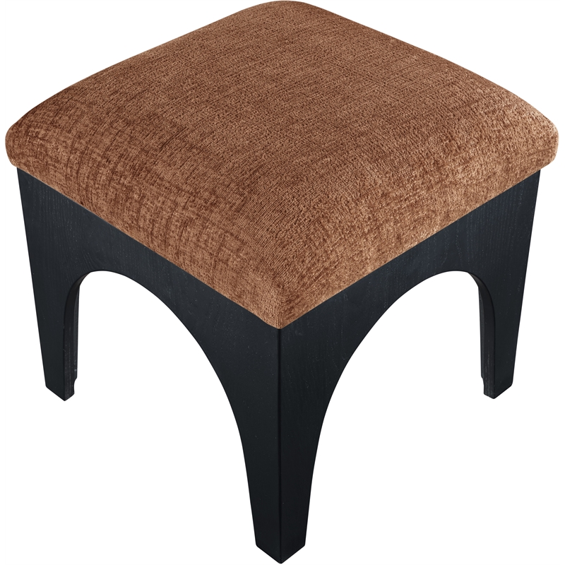 Meridian Furniture Lawson Cognac Chenille Fabric Ottoman