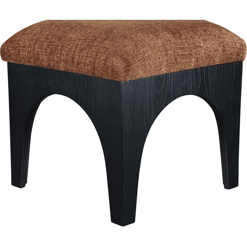 Meridian Furniture Lawson Cognac Chenille Fabric Ottoman