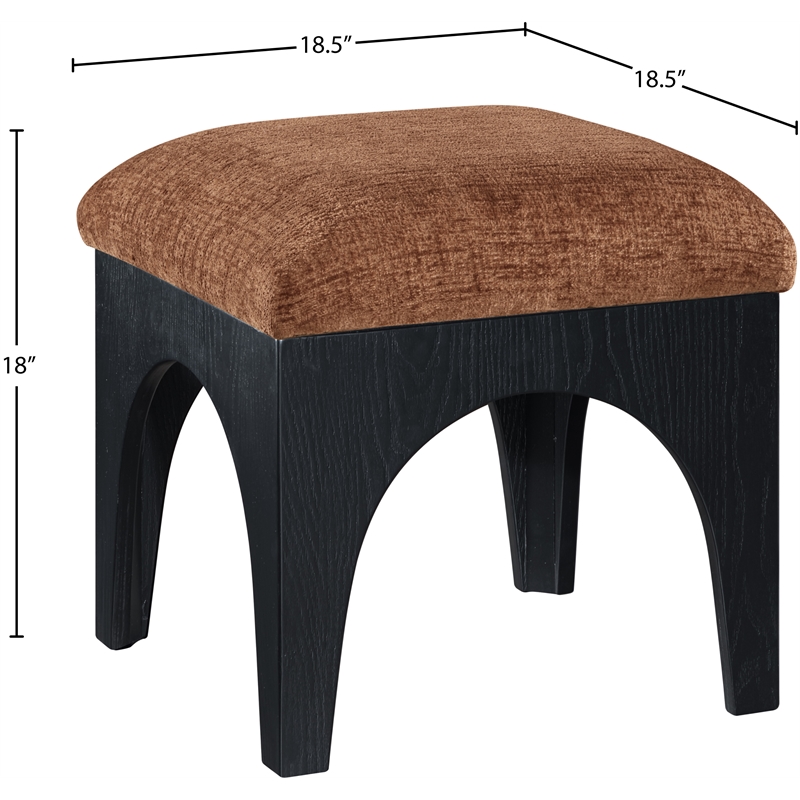 Meridian Furniture Lawson Cognac Chenille Fabric Ottoman