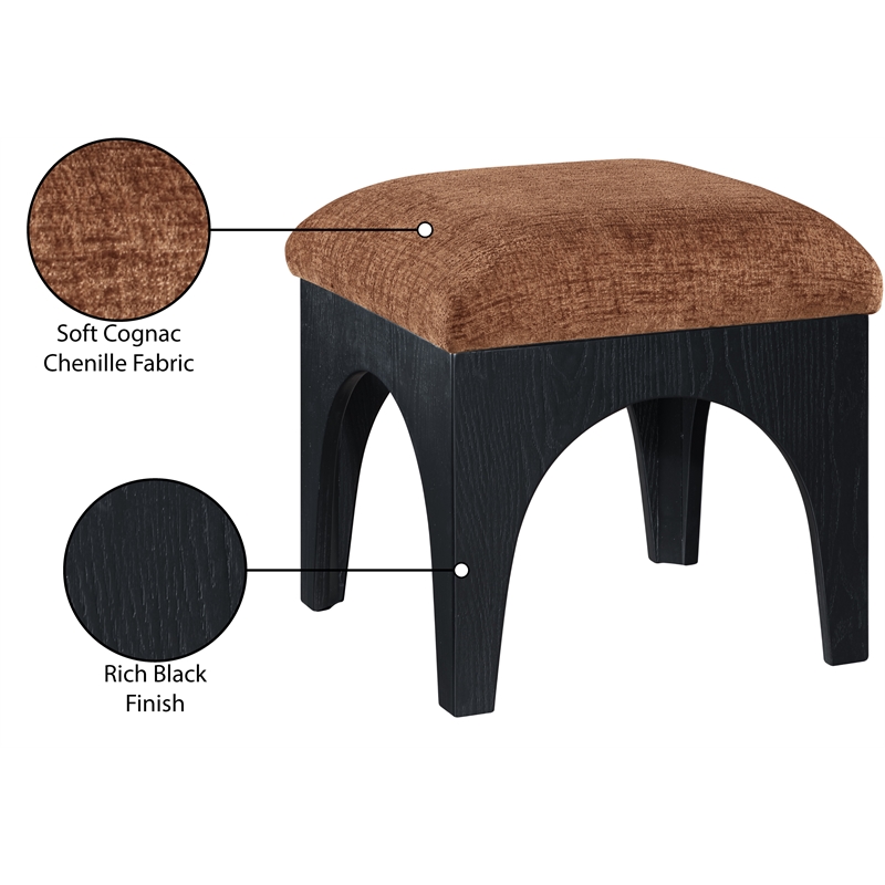 Meridian Furniture Lawson Cognac Chenille Fabric Ottoman