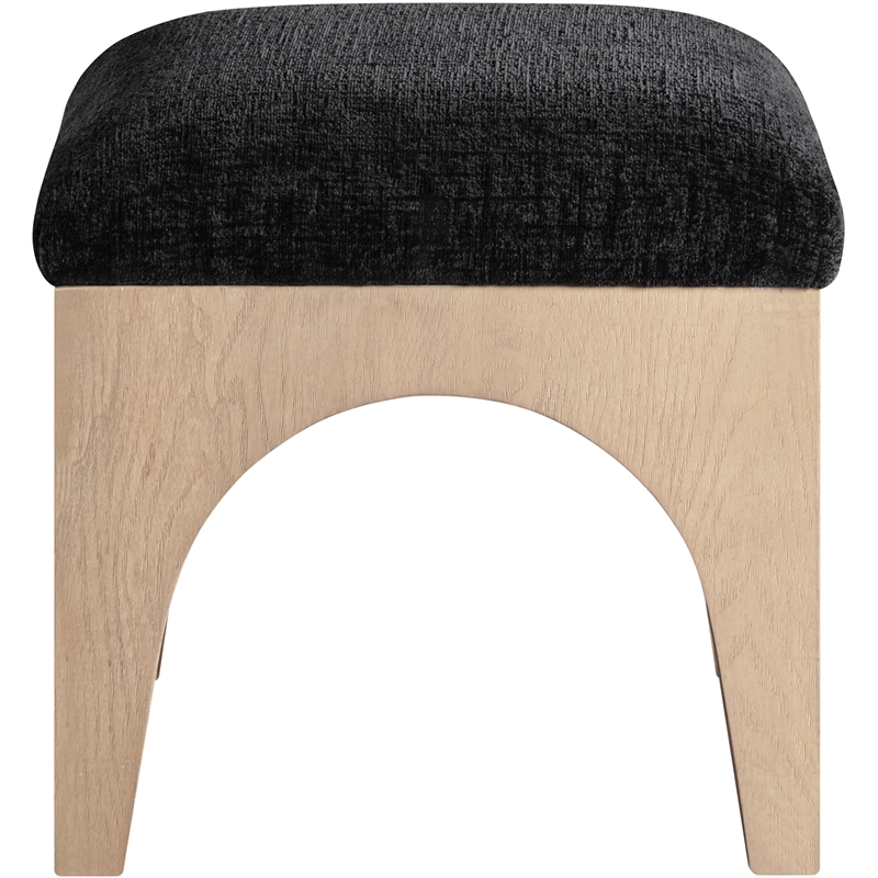 Meridian Furniture Lawson Black Chenille Fabric Ottoman