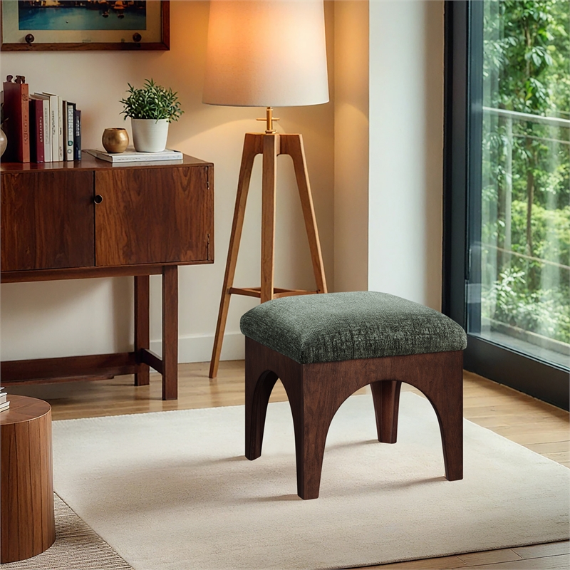 Meridian Furniture Lawson Green Chenille Fabric Ottoman