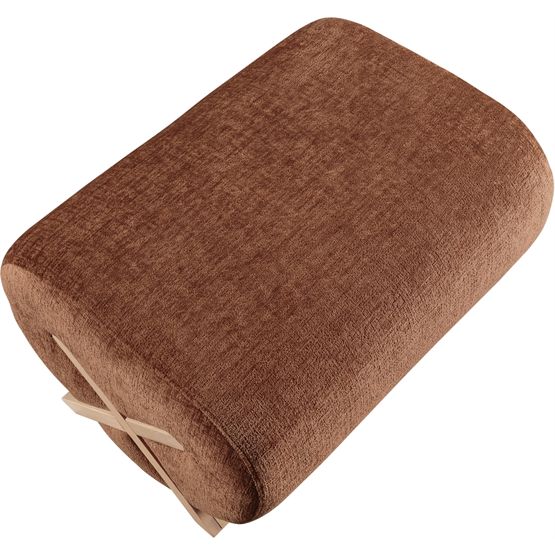 Meridian Furniture Akira Cognac Upholstered Ottoman