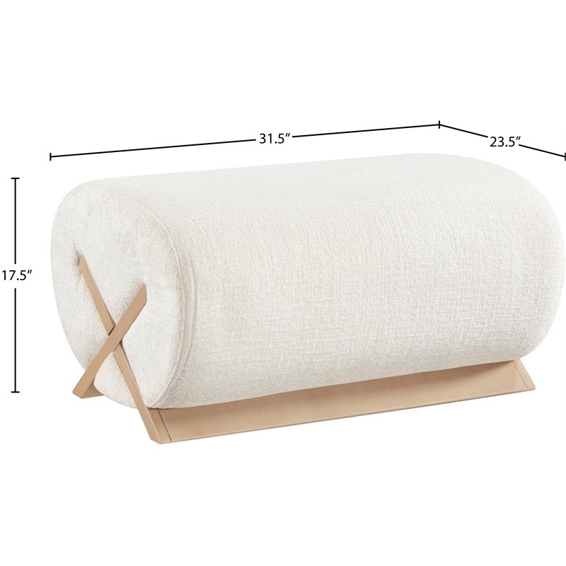 Meridian Furniture Akira Cream Upholstered Ottoman