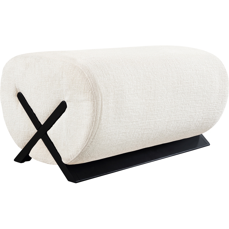 Meridian Furniture Akira Cream Upholstered Ottoman