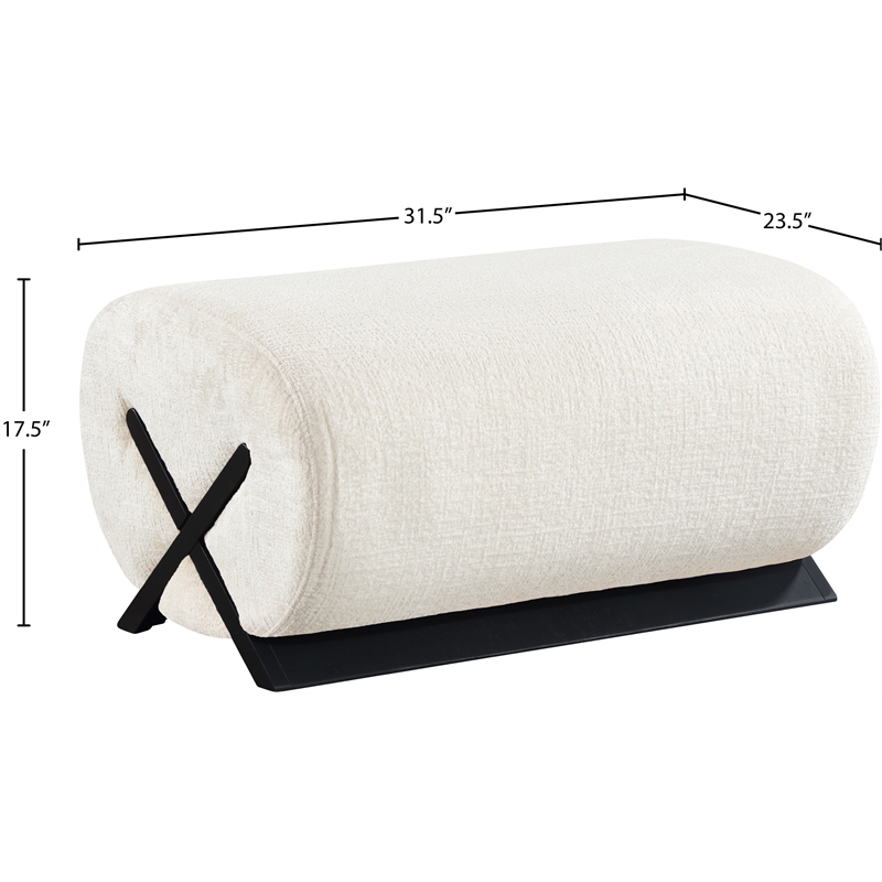 Meridian Furniture Akira Cream Upholstered Ottoman