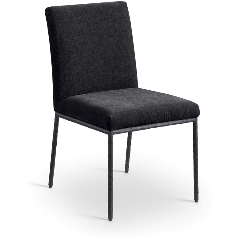 Meridian Furniture Reeves Black Chenille Fabric Dining Side Chair (Set of 2)