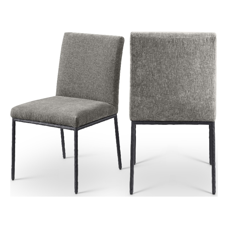 Meridian Furniture Reeves Grey Chenille Fabric Dining Side Chair (Set of 2)