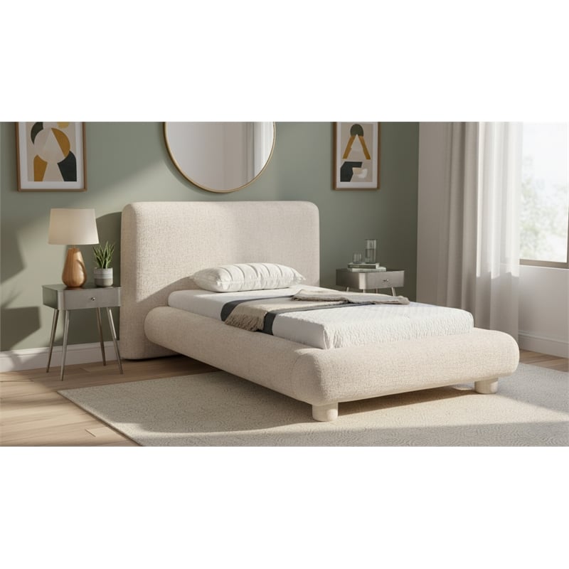 Meridian Furniture Blair Beige Fabric Upholstered Twin Bed