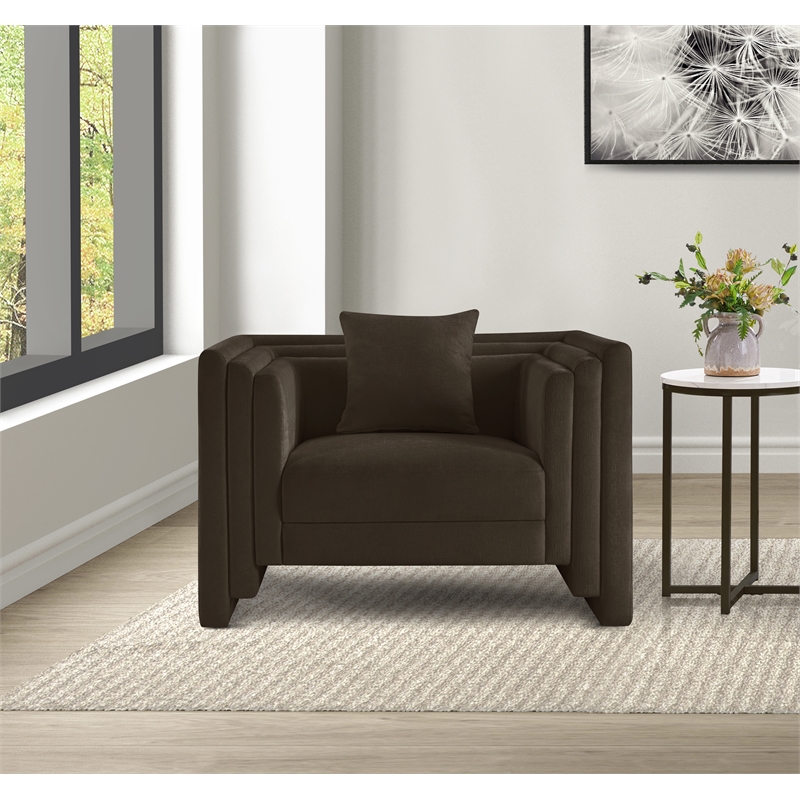 Meridian Furniture Everett Brown Chenille Fabric Upholstered Chair