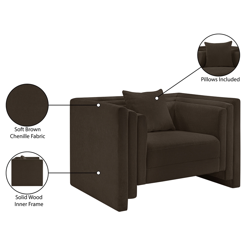 Meridian Furniture Everett Brown Chenille Fabric Upholstered Chair