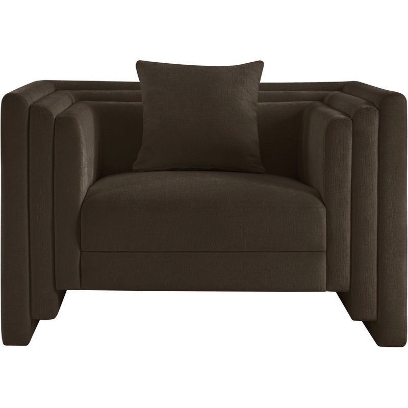 Meridian Furniture Everett Brown Chenille Fabric Upholstered Chair