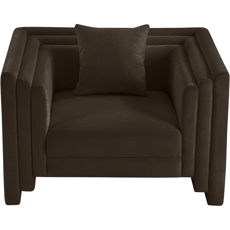 Meridian Furniture Everett Brown Chenille Fabric Upholstered Chair