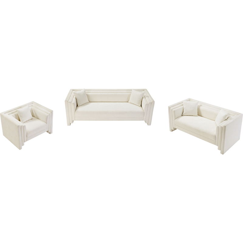 Meridian Furniture Everett Cream Chenille Fabric Upholstered Chair