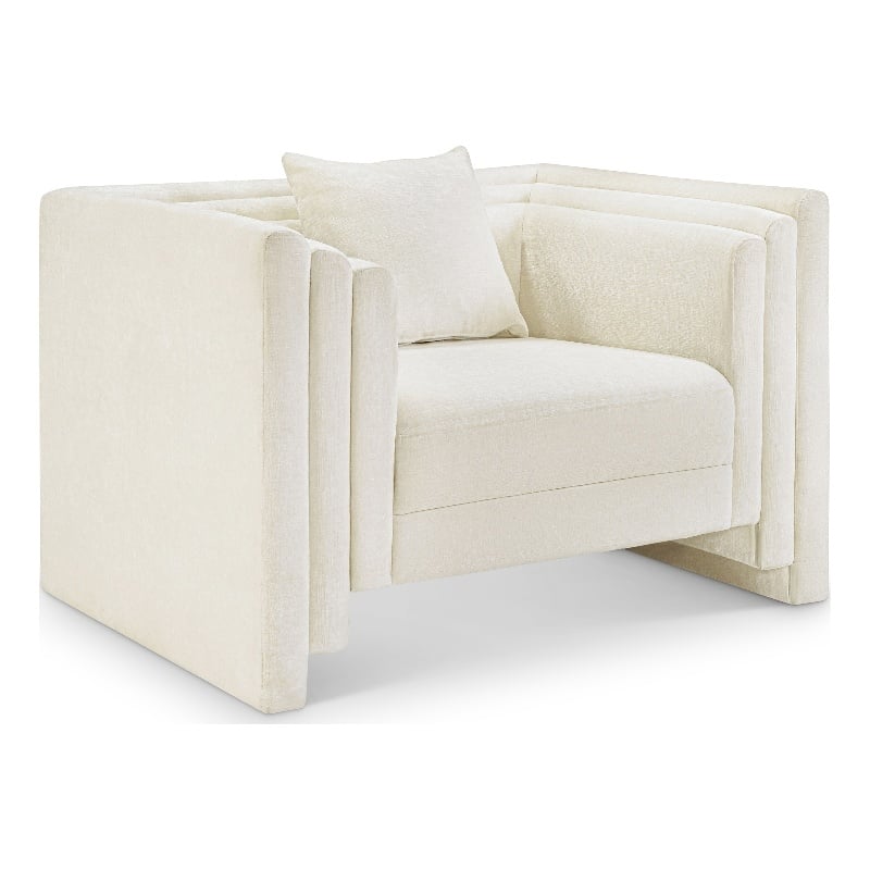 Meridian Furniture Everett Cream Chenille Fabric Upholstered Chair