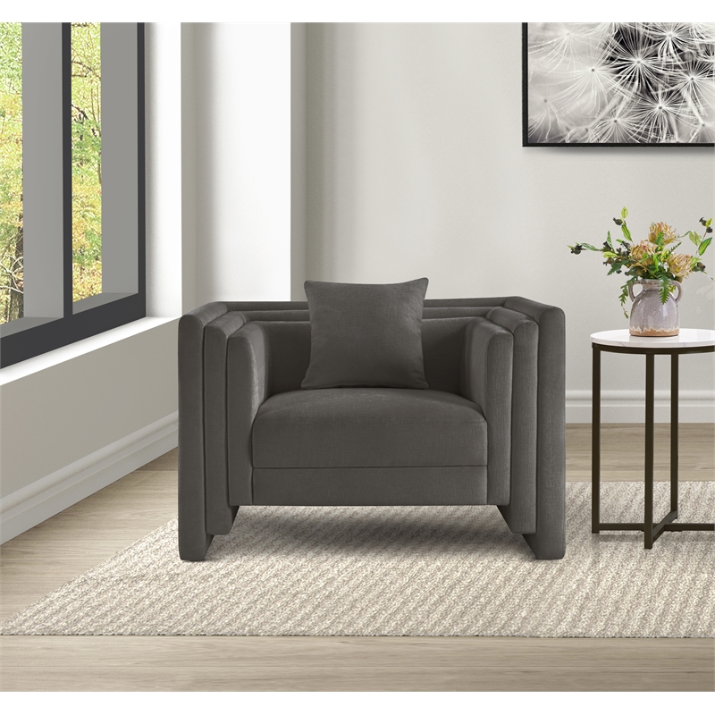 Meridian Furniture Everett Grey Chenille Fabric Upholstered Chair