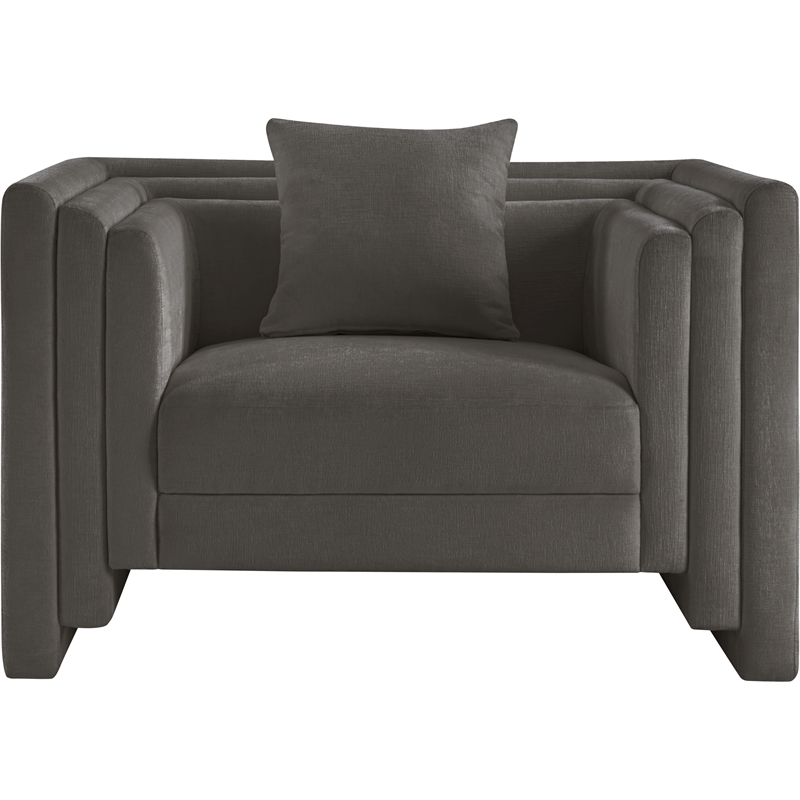Meridian Furniture Everett Grey Chenille Fabric Upholstered Chair
