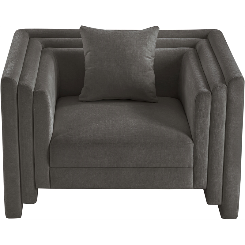 Meridian Furniture Everett Grey Chenille Fabric Upholstered Chair