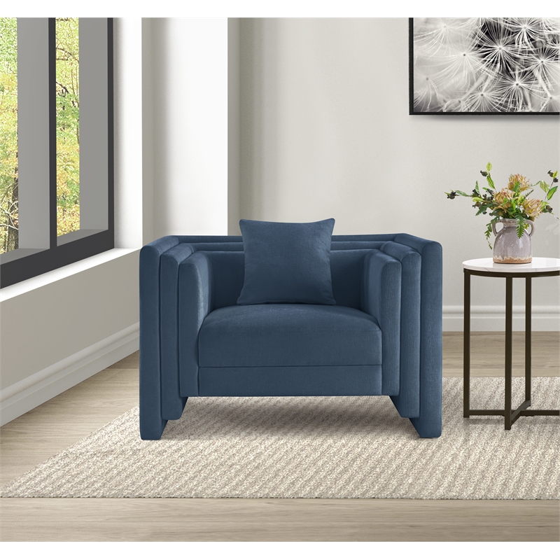 Meridian Furniture Everett Light Blue Chenille Fabric Upholstered Chair