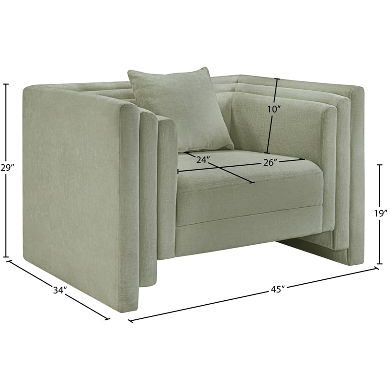 Meridian Furniture Everett Mint Chenille Fabric Upholstered Chair