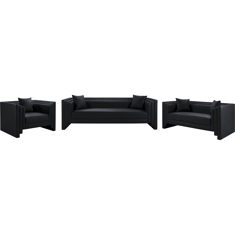 Meridian Furniture Everett Black Vegan Leather Upholstered Loveseat