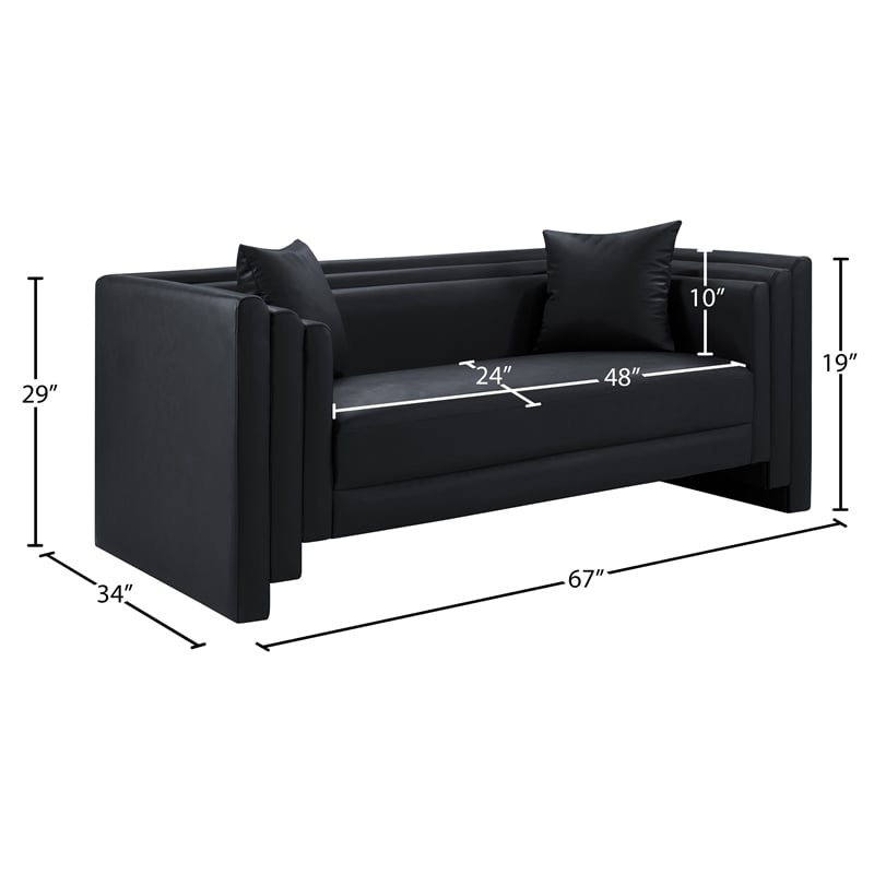 Meridian Furniture Everett Black Vegan Leather Upholstered Loveseat