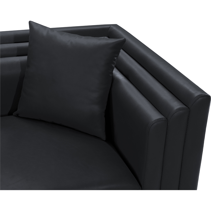 Meridian Furniture Everett Black Vegan Leather Upholstered Loveseat