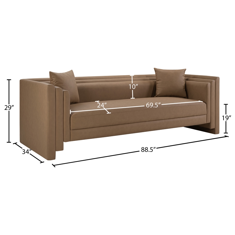 Meridian Furniture Everett Brown Vegan Leather Upholstered Sofa