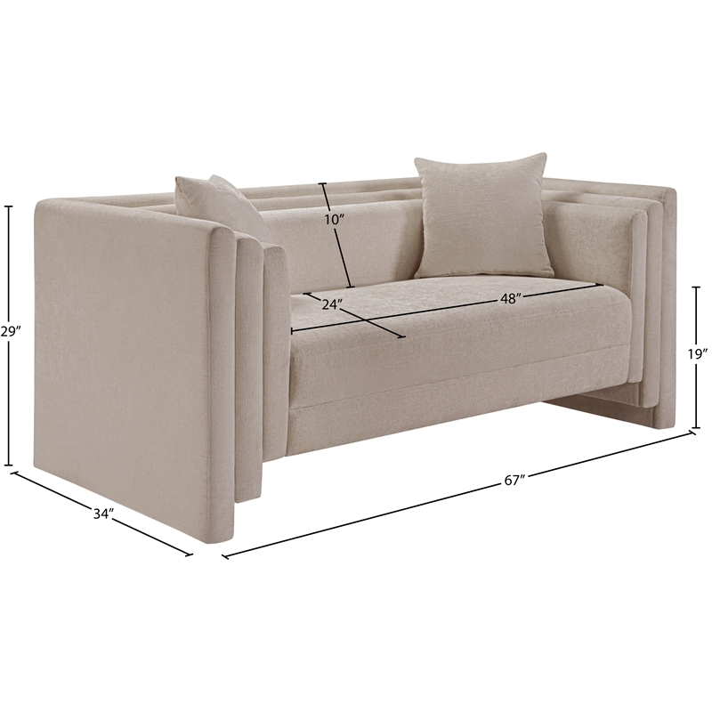 Meridian Furniture Everett Beige Chenille Fabric Upholstered Loveseat