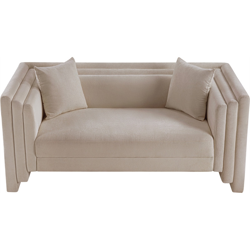 Meridian Furniture Everett Beige Chenille Fabric Upholstered Loveseat