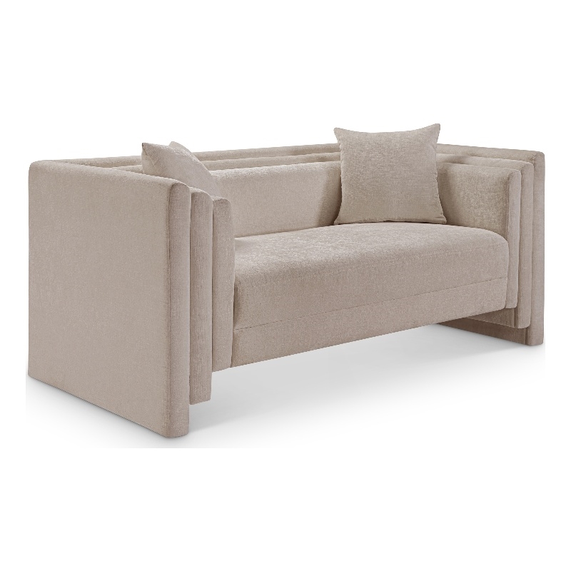 Meridian Furniture Everett Beige Chenille Fabric Upholstered Loveseat