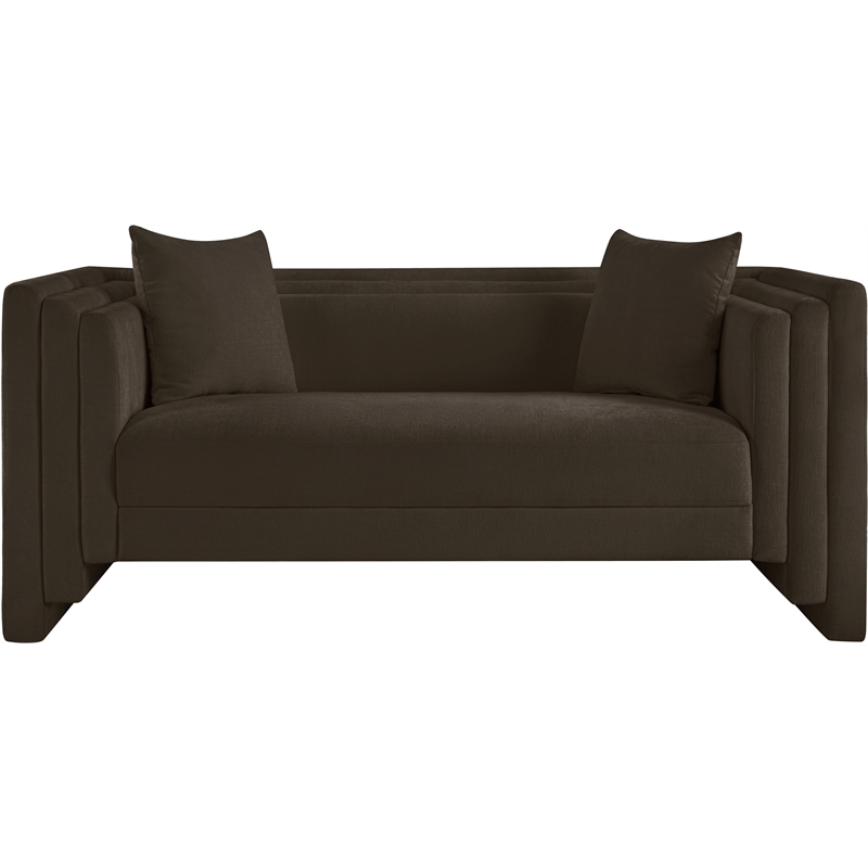 Meridian Furniture Everett Brown Chenille Fabric Upholstered Loveseat