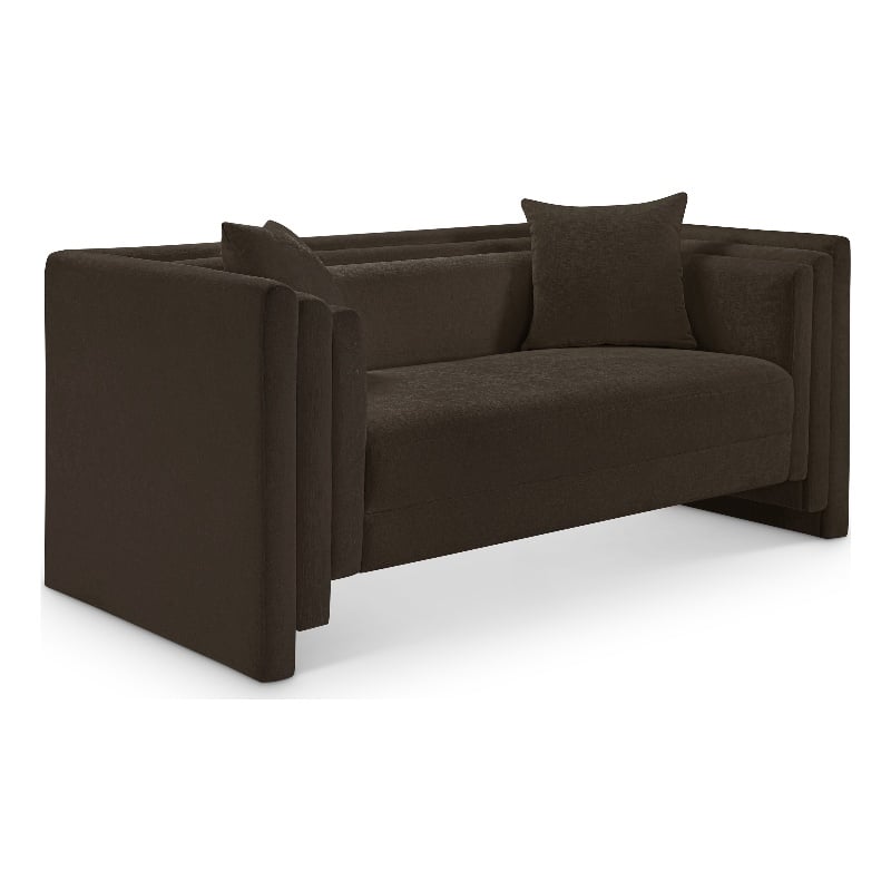 Meridian Furniture Everett Brown Chenille Fabric Upholstered Loveseat