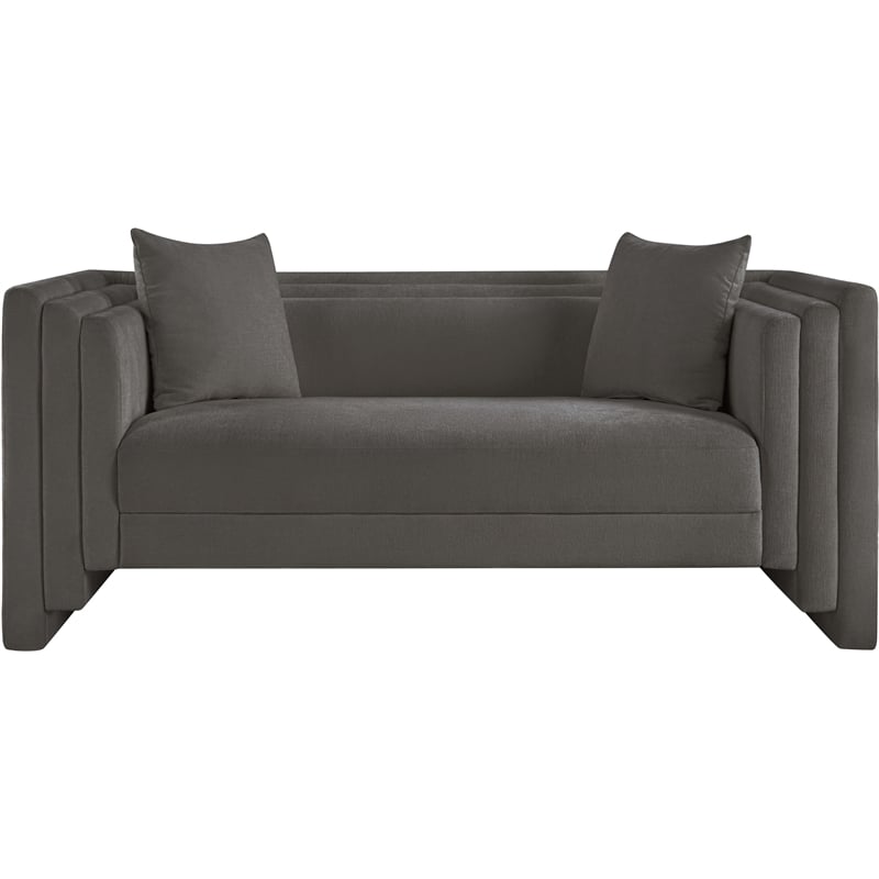 Meridian Furniture Everett Grey Chenille Fabric Upholstered Loveseat