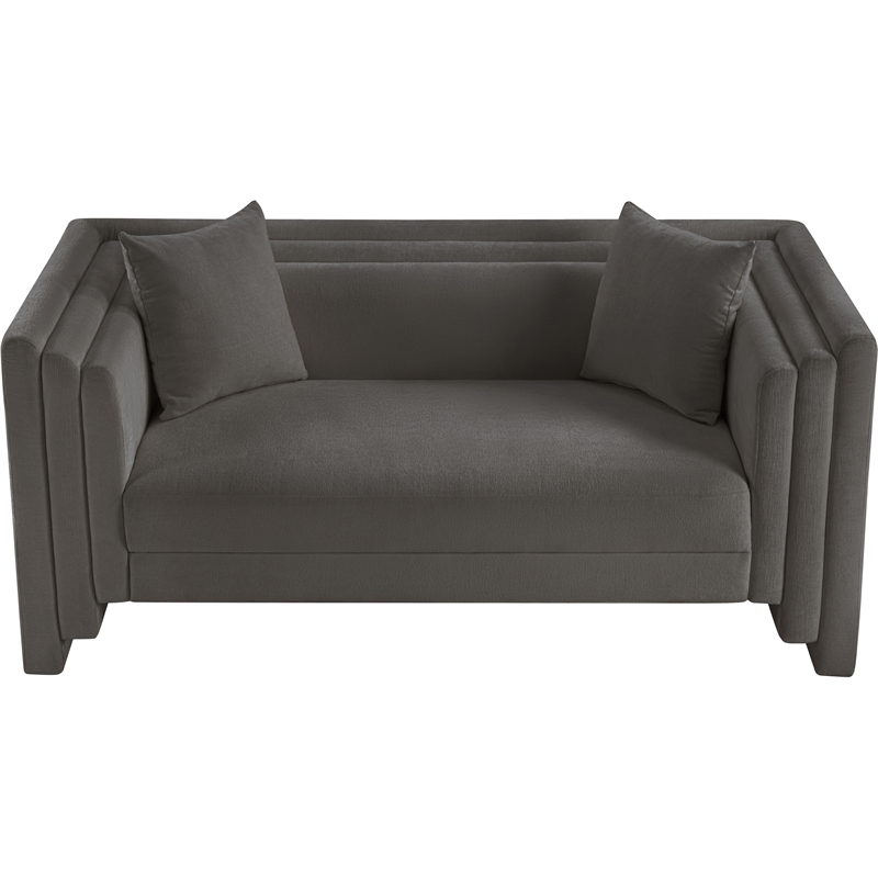 Meridian Furniture Everett Grey Chenille Fabric Upholstered Loveseat