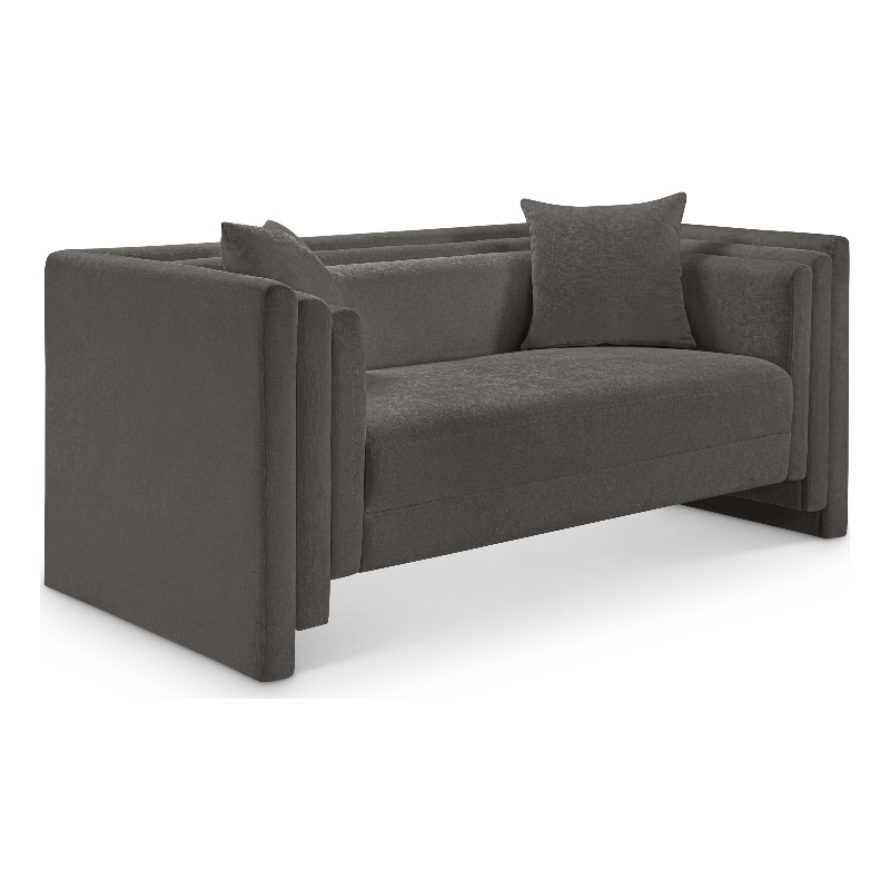 Meridian Furniture Everett Grey Chenille Fabric Upholstered Loveseat