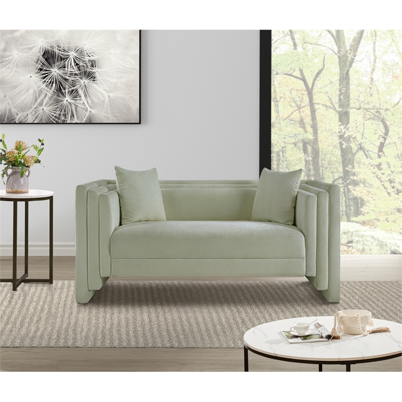 Meridian Furniture Everett Mint Chenille Fabric Upholstered Loveseat