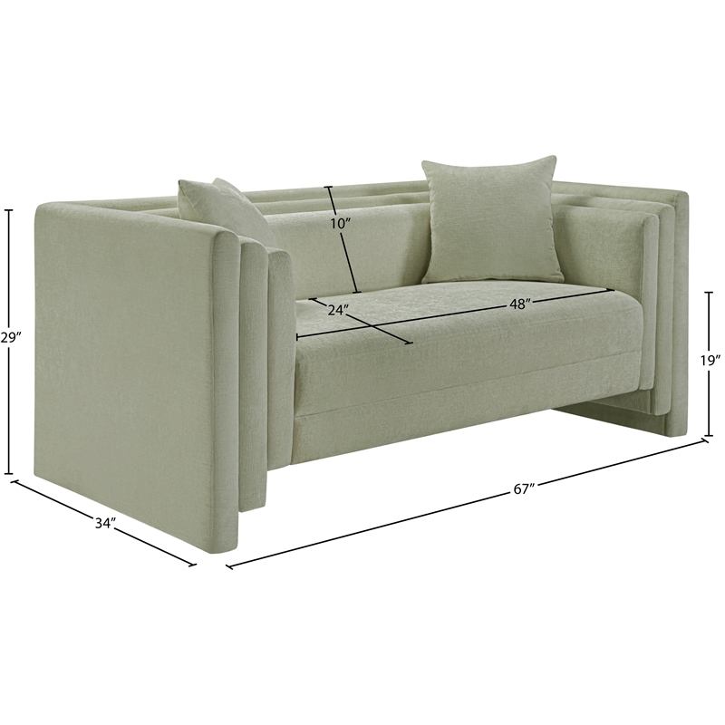 Meridian Furniture Everett Mint Chenille Fabric Upholstered Loveseat