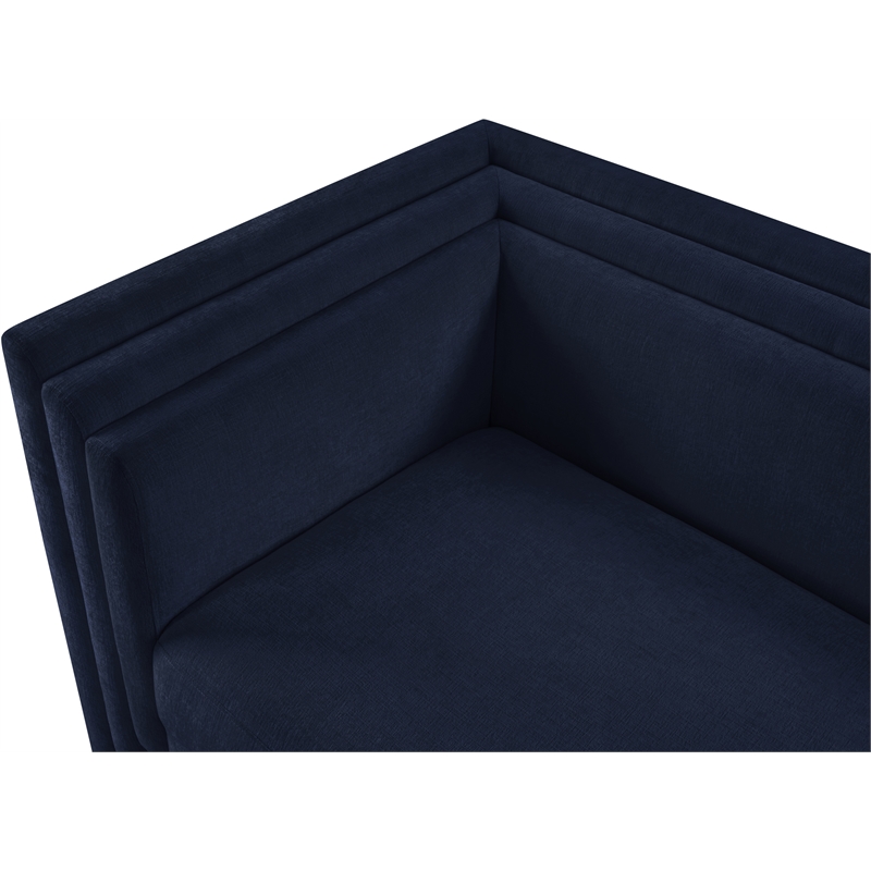 Meridian Furniture Everett Navy Chenille Fabric Upholstered Loveseat