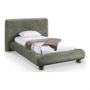 Meridian Furniture Blair Green Chenille Fabric Upholstered Twin Bed