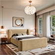 Meridian Furniture Modena Beige Chenille Fabric Upholstered Full Bed