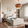 Meridian Furniture Modena Cream Chenille Fabric Upholstered Twin Bed