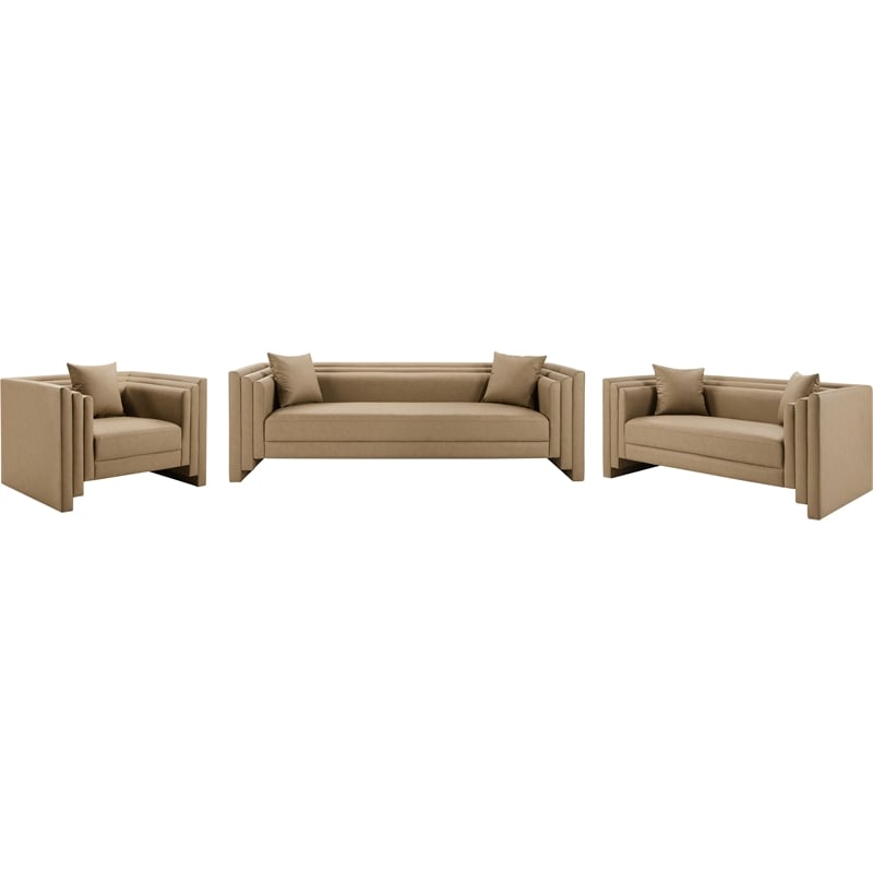 Meridian Furniture Everett Tan Vegan Leather Upholstered Sofa