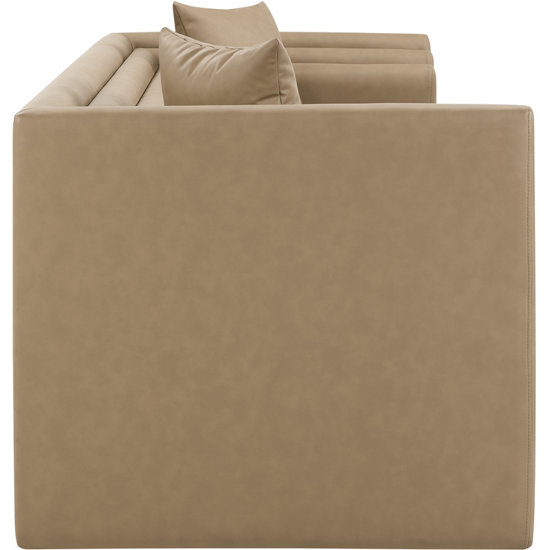 Meridian Furniture Everett Tan Vegan Leather Upholstered Sofa