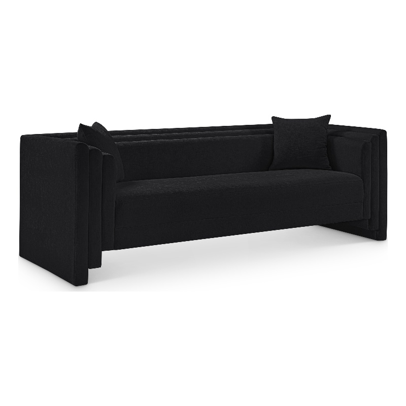Meridian Furniture Everett Black Chenille Fabric Upholstered Sofa