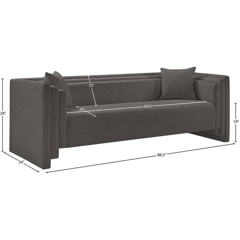 Meridian Furniture Everett Grey Chenille Fabric Upholstered Sofa