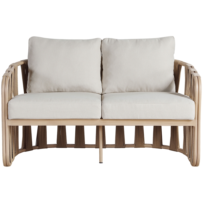 Meridian Furniture San Pietro Beige Olefin Upholstered Outdoor Patio Loveseat