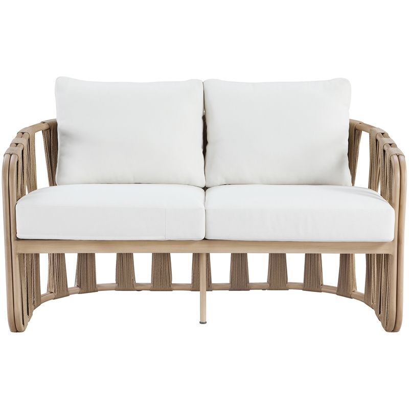 Meridian Furniture San Pietro Cream Olefin Upholstered Outdoor Patio Loveseat