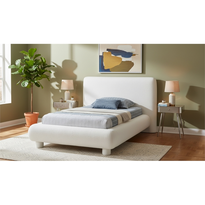 Meridian Furniture Blair Cream Fabric Upholstered Twin Bed