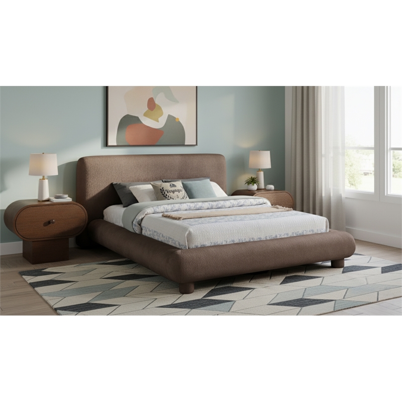 Meridian Furniture Blair Brown Chenille Fabric Upholstered Full Bed